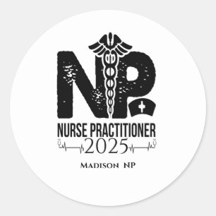 Nurse Practitioner Personalised White Classic Round Sticker