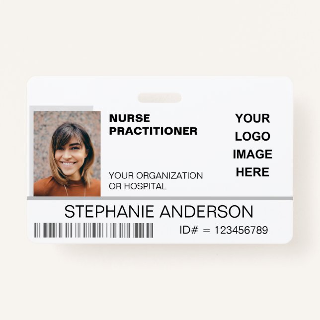 Nurse Practitioner Photo ID Hospital Logo Medical ID Badge (Front)