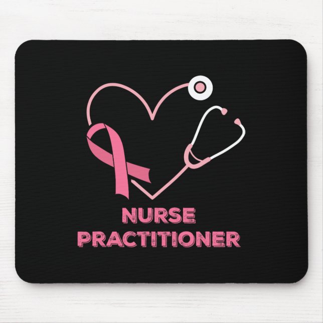 Nurse Practitioner Pink Heart Stethoscope Breast C Mouse Mat (Front)