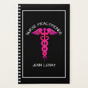 Nurse Practitioner Pink Medical Caduceus Planner