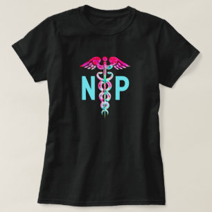 Nurse Practitioner Pink Teal Medical Symbol T-Shirt