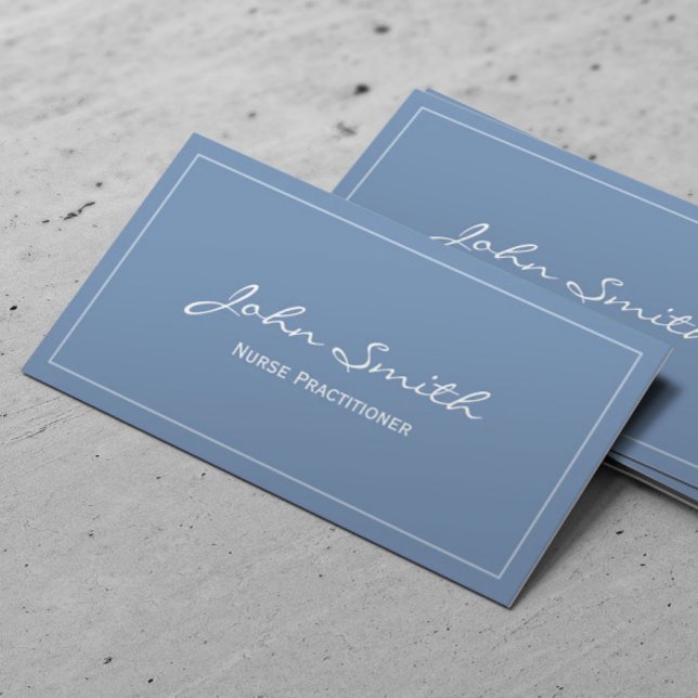 Nurse Practitioner Plain Blue Business Card (Creator Uploaded)