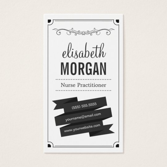 Nurse Practitioner - Retro Black and White Business Card