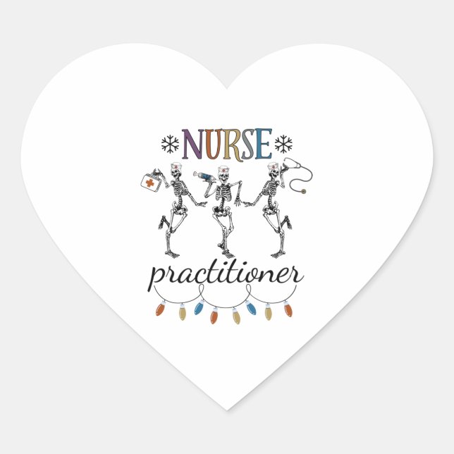 Nurse Practitioner Shirt Christmas Heart Sticker (Front)
