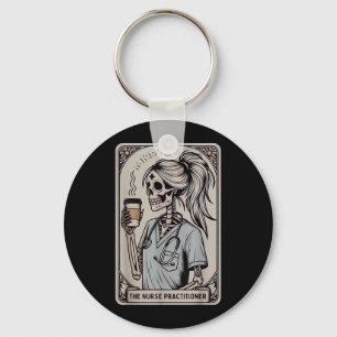 Nurse Practitioner Tarot Card Skeleton Halloween Key Ring