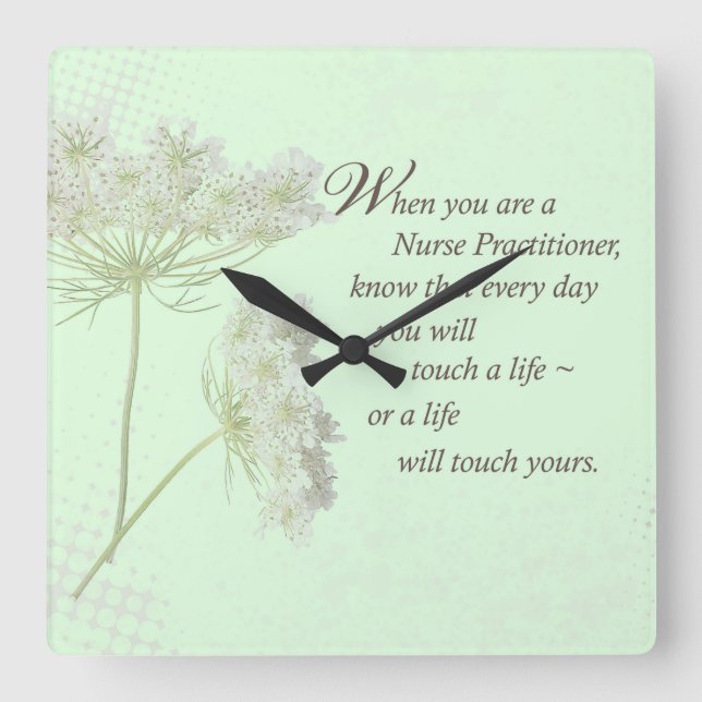 Nurse Practitioner Touch Lives Wildflower Square Wall Clock (Front)