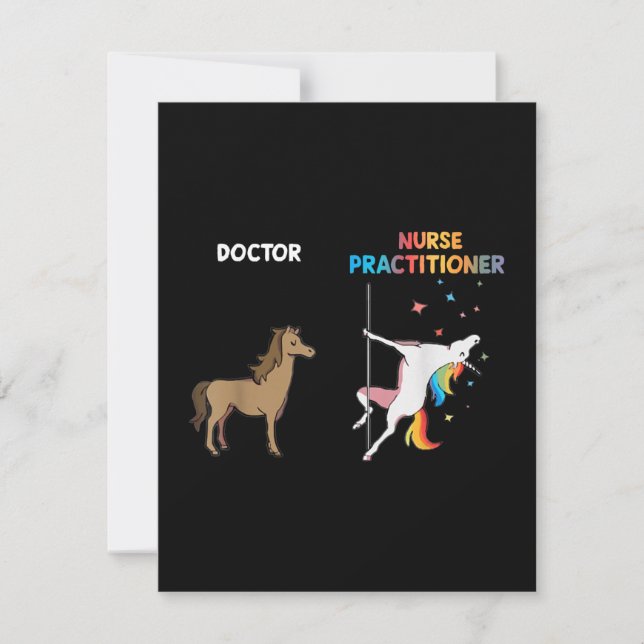 Nurse Practitioner Unicorn Dancing Pole Thank You Card (Front)