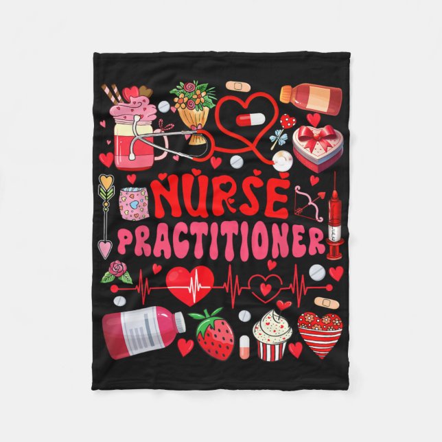 Nurse Practitioner Valentine's Day Nurse Tools Cut Fleece Blanket (Front)