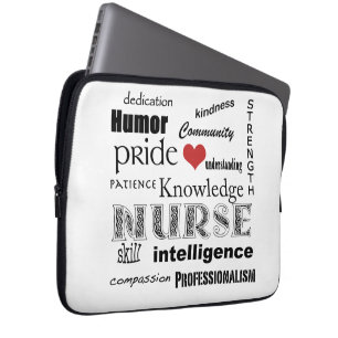 Nurse Pride-Attributes/Black+White-13 inch Laptop Sleeve