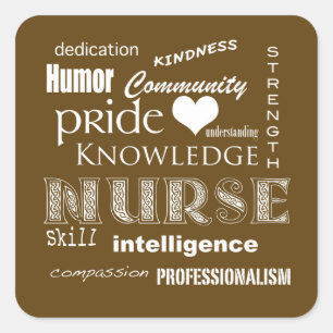 Nurse Pride Attributes-Chocolate Brown Square Sticker