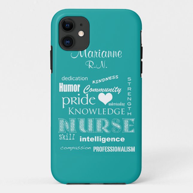 Nurse Pride-Attributes+Name /Aqua Case-Mate iPhone Case (Back)