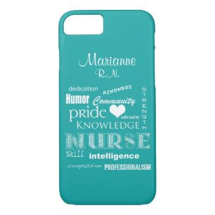 Nurse Pride-Attributes+Name /Aqua iPhone 8/7 Case