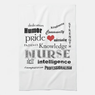 Nurse Pride-Attributes+red heart Tea Towel