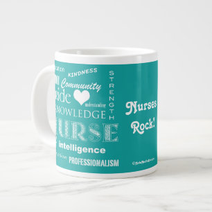 Nurse Pride-Attributes/Turquoise Large Coffee Mug