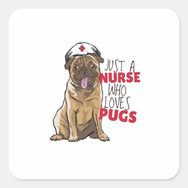 Nurse Pug Square Sticker (Front)