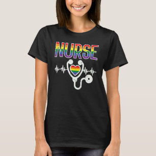 Nurse Rainbow Flag Gay Pride Ally Lgbtq Month Men  T-Shirt