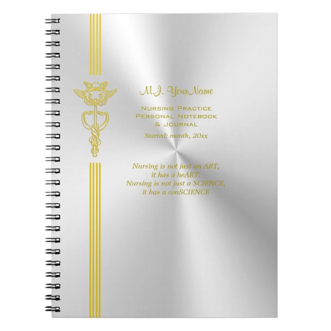 Nurse record keeping with golden caduceus notebook (Front)