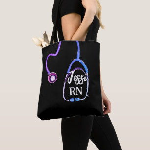 Nurse Registered RN Stethoscope Purple Violet Tote Bag