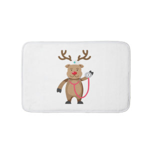 NURSE REINDEER Funny Cute Christmas Artwork Nursin Bath Mat