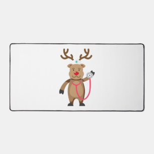 NURSE REINDEER Funny Cute Christmas Artwork Nursin Desk Mat