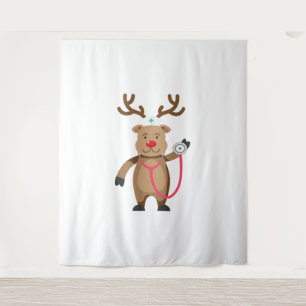 NURSE REINDEER Funny Cute Christmas Artwork Nursin Tapestry
