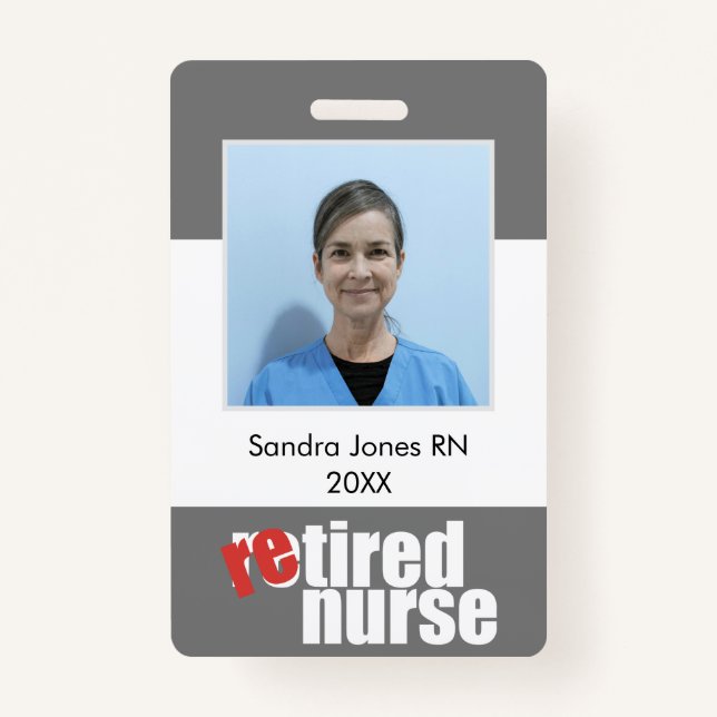 nurse retirement gift photo with message ID badge (Front)