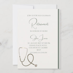 Nurse Retirement Invitation – Elegant Green Callig