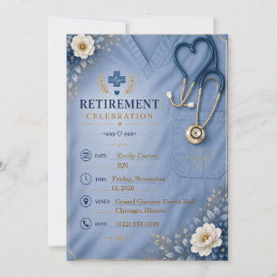 Nurse Retirement Invitation Template Blue Floral