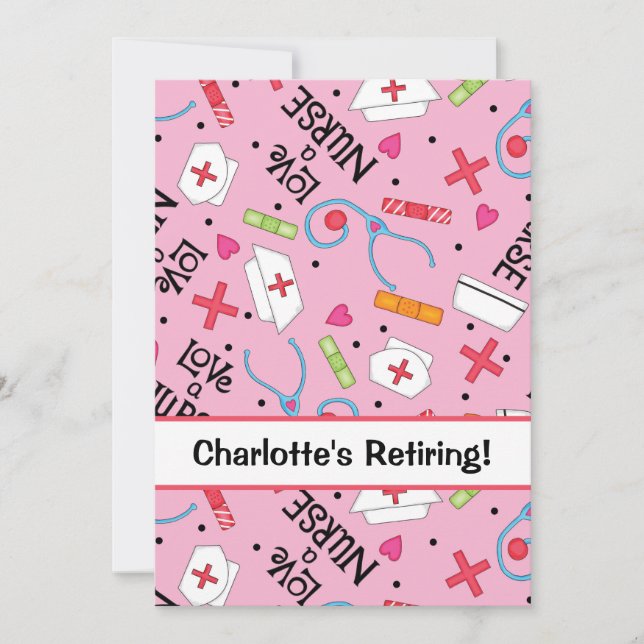 Nurse Retirement Party Celebration Pink Invitation (Front)
