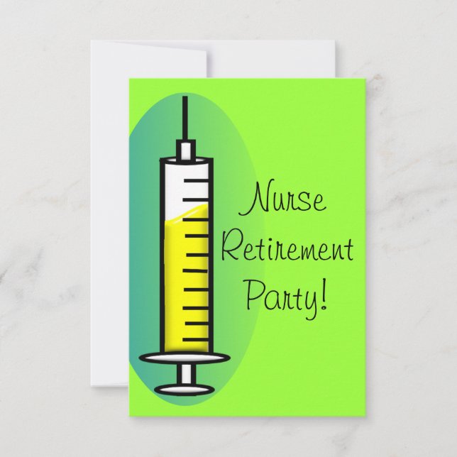 Nurse Retirement Party Invitations Giant Syringe (Front)