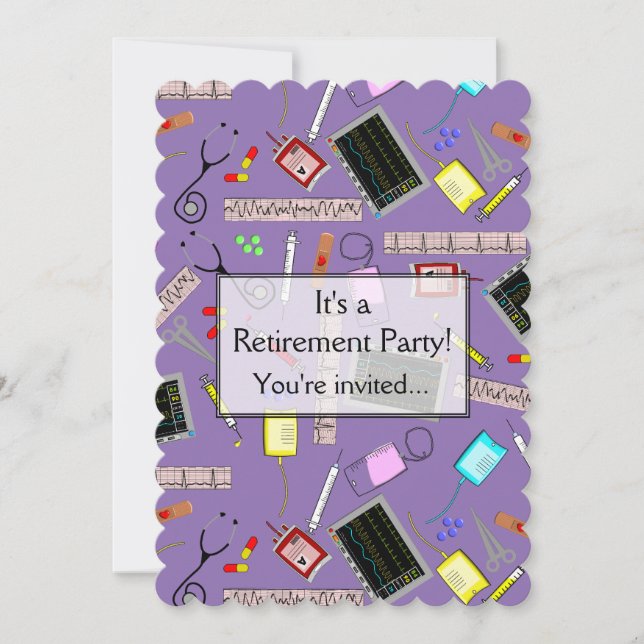 Nurse Retirement Party Invitations Purple (Front)