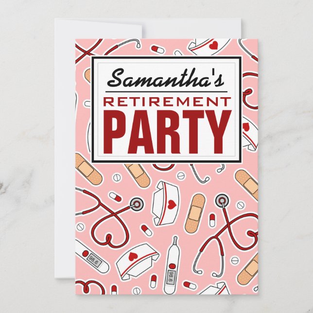 Nurse Retirement Party Pink Invitation (Front)