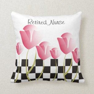 Nurse Retirement Pillow Pink Tulips