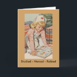 Nurse Retiring - So Retro Holiday Card<br><div class="desc">Girl playing Nurse. So fun and retro. A perfect gift for the grown up nurse who is retiring.</div>