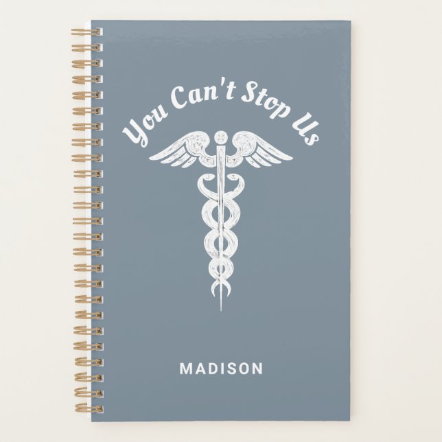 Nurse RN Blue White Medical Caduceus Personalised Planner (Front)