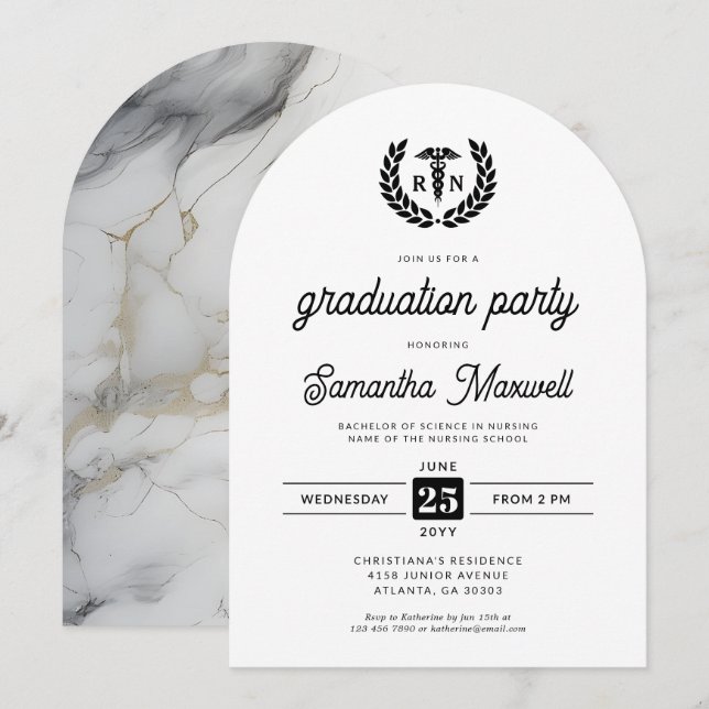 Nurse RN BSN Nursing School Graduation Party Invitation (Front/Back)
