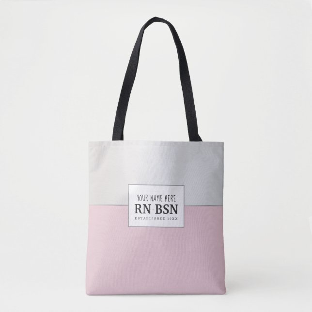 Nurse RN BSN Simple Cute Personalised Tote Bag (Front)