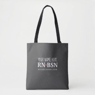 Nurse RN BSN Simple Cute Personalised  Tote Bag