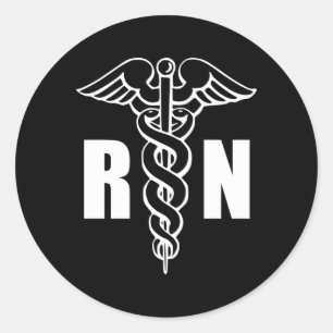 Nurse Rn Caduceus Medical Symbol Nursing Back Classic Round Sticker
