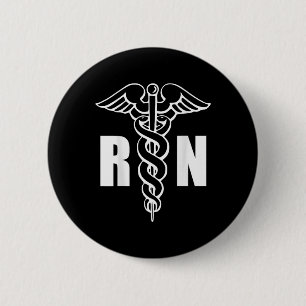 Nurse Rn Caduceus Medical Symbol Nursing (back Des 6 Cm Round Badge