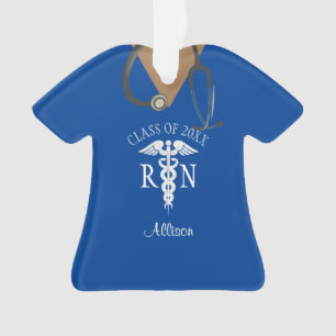 Nurse RN Graduate Blue Scrub Top Personalised Ornament