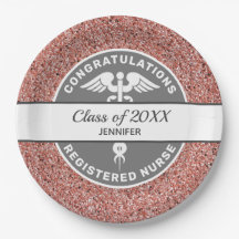 Nurse RN Graduation Rose Gold Glitter Personalised