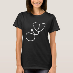 Nurse RN LPN Doctor Stethoscope with Initial J T-Shirt