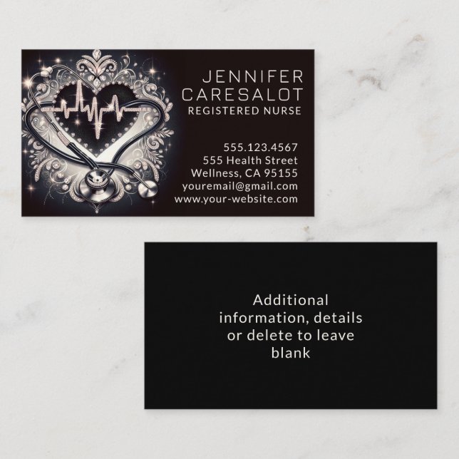 Nurse RN, LVN, LPN, Caretaker Business Card (Front/Back)