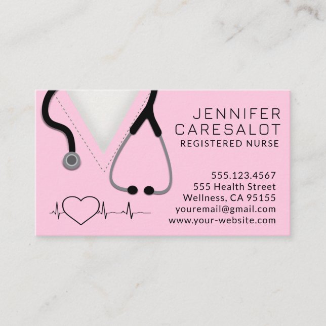 Nurse RN, LVN, LPN, Caretaker Business Card (Front)
