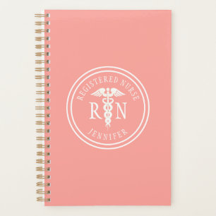 Nurse RN Medical Caduceus Pink Personalised Planner