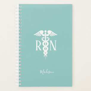 Nurse RN Medical Caduceus Teal Personalised Planner