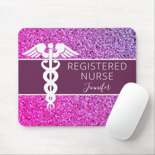 Nurse RN Medical Purple Glitter Personalised Mouse Mat
