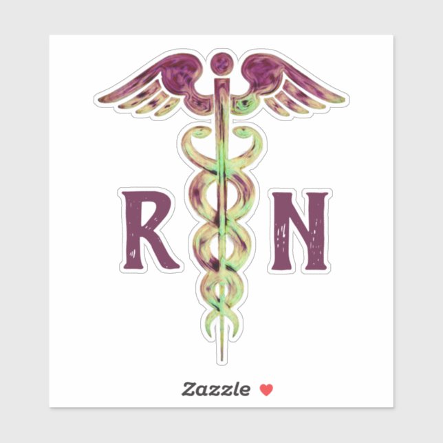 Nurse RN Purple Caduceus Medical Vinyl Stickers (Sheet)