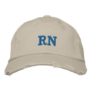 Nurse RN Tan Embroidered Distressed Cap